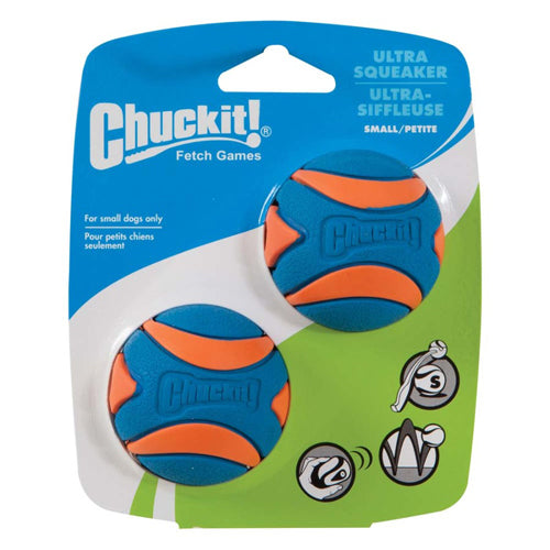 Chuckit! Ultra Squeaker Balls Dog Toy Blue; Orange 2 Pack Small