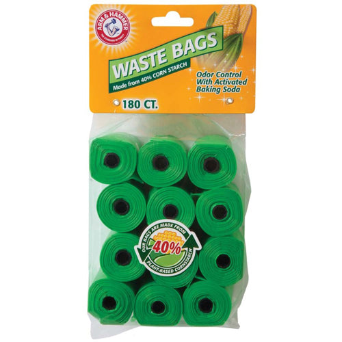 Arm and Hammer Disposable Corn Starch Waste Bags Refills Green 180 Count