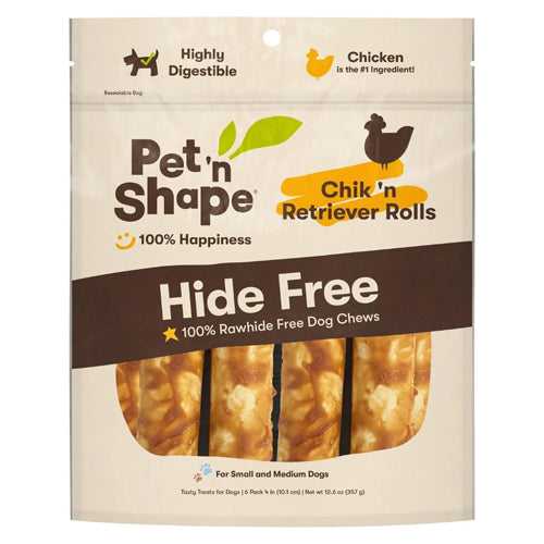 Pet N Shape Chik N Peanut Butter Retriever Roll Hide Free Dog Treat 1ea/7 in: 6 ct