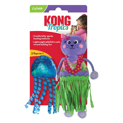 KONG Tropics Hula Cat & Jelley Fish Cat Toy 1ea/2 Pc