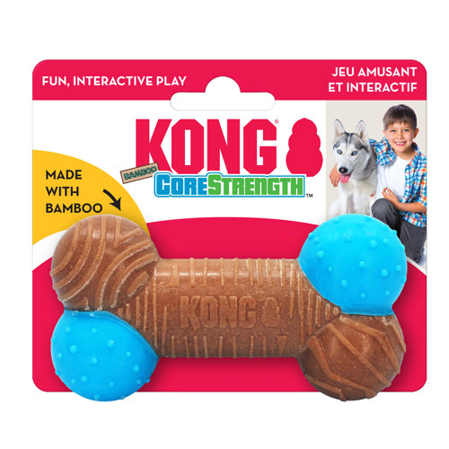 KONG CoreStrength Bamboo Bone Dog Toy Blue/Red 1ea/LG