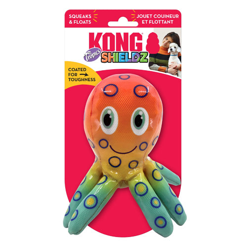 KONG Shieldz Tropics Dog Toy Octopus Orange/Yellow/Blue 1ea/MD