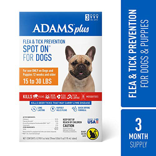 Adams Plus Flea and Tick Prevention Spot On for Dogs; Medium Dogs 15 to 30 lbs