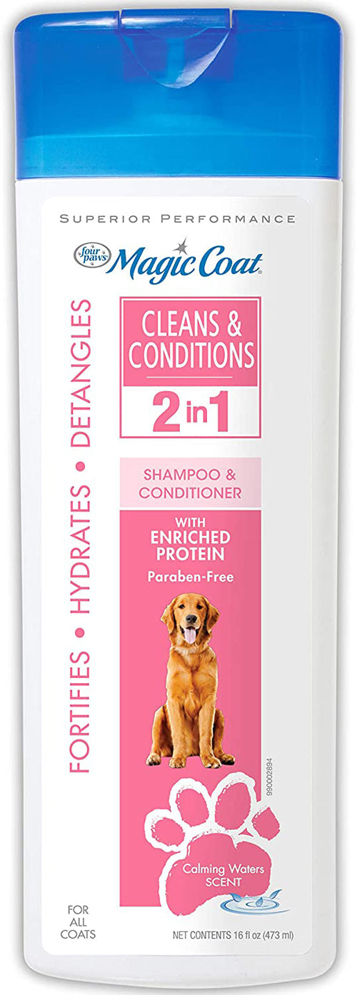 Four Paws Magic Coat Cleans and Conditions Dog 2 in 1 Shampoo and Conditioner 16 Ounces