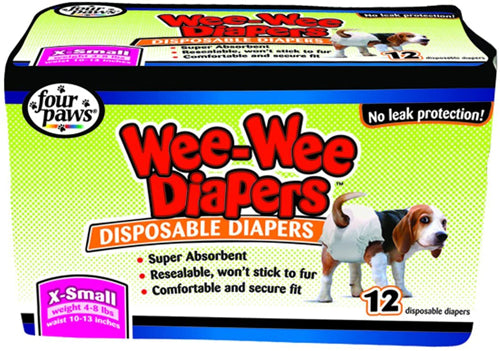 Four Paws Wee-Wee Disposable Dog Diapers 12 Count X-Small