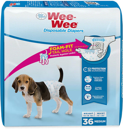 Four Paws Wee-Wee Disposable Dog Diapers 36 Count Medium