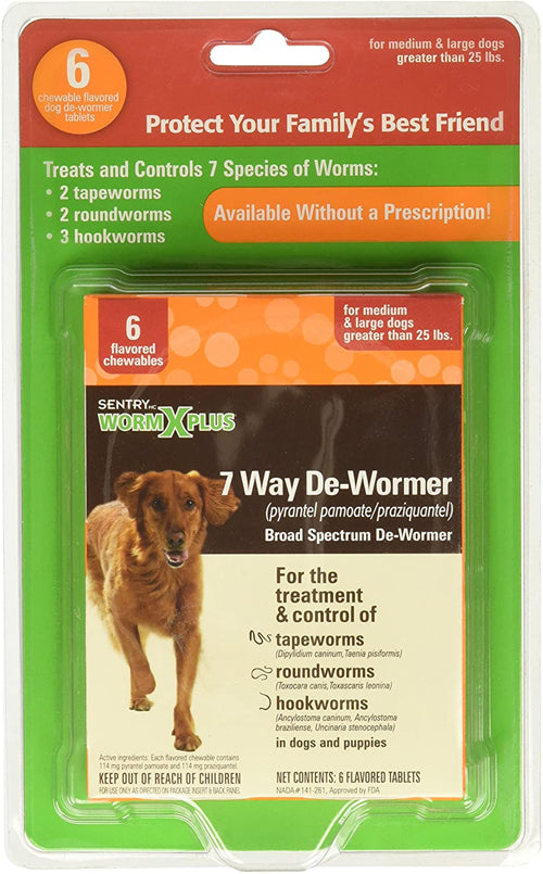 SENTRY Worm X Plus 7 Way De-Wormer for Large Dogs 2 Count