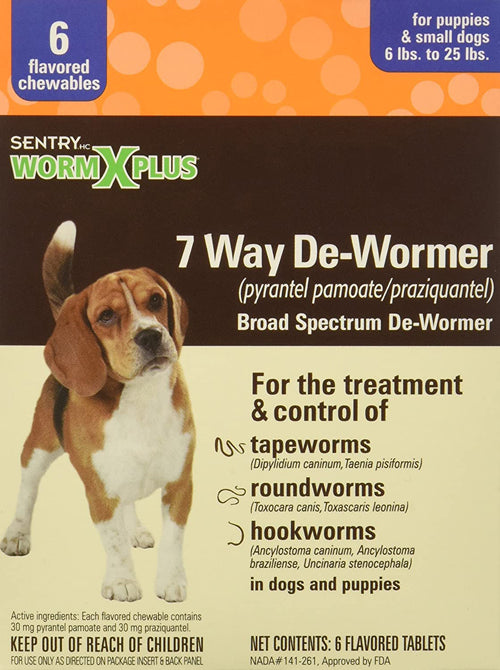 SENTRY Worm X Plus 7 Way De-Wormer for Small Dogs 6 Count