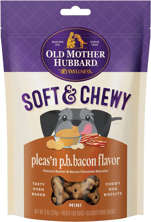 Omh Mini Soft Tasty Pnutbutter Bacon 8oz Chewy Biscuits