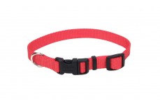 Coastal Adjustable Nylon Dog Collar with Plastic Buckle Red 5-8 in x 10-14 in