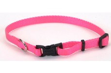 Coastal Adjustable Nylon Dog Collar with Plastic Buckle Neon Pink 3-8 in x 8-12 in