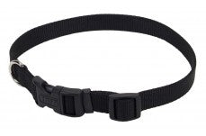 Coastal Adjustable Nylon Dog Collar with Plastic Buckle Black 3-4 in x 14-20 in