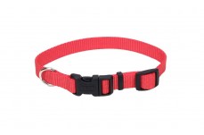 Coastal Adjustable Nylon Dog Collar with Plastic Buckle Red 3-4 in x 14-20 in