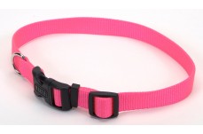 Coastal Adjustable Nylon Dog Collar with Plastic Buckle Neon Pink 3-4 in x 14-20 in