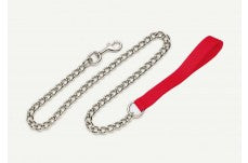 Titan Chain Dog Leash with Nylon Handle Red 3 mm x 4 ft