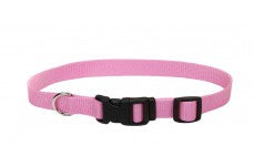 Coastal Adjustable Nylon Dog Collar with Plastic Buckle Bright Pink 5-8 in x 10-14 in