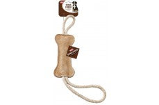 Dura-Fused Dog Toy Leather Bone Brown; White 18 in