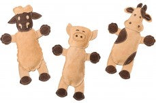 Dura-Fused Leather Barnyard Dog Toy Assorted Brown; Tan 11 in