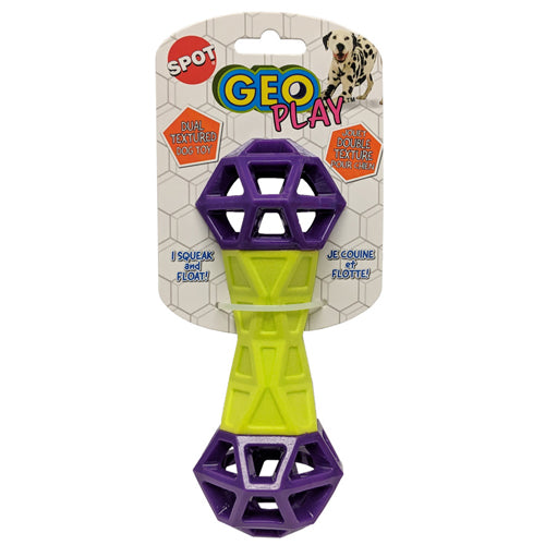 Spot Geo Play Dual Texture Dumbbell Dog Toy Assorted 7 In