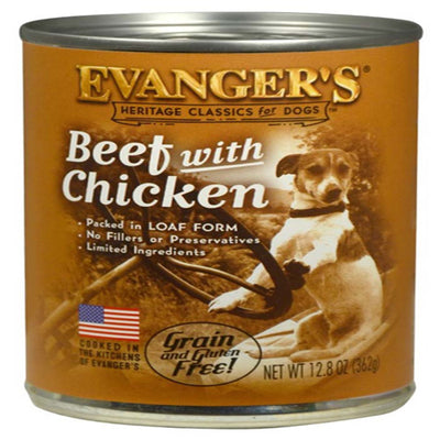 Evangers Heritage Classic Beef with Chicken Canned Dog Food 12.8 oz 12 Pack