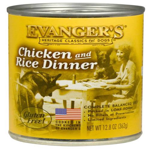 Evangers Heritage Classic Chicken and Rice Dinner Canned Dog Food 12.8 oz 12 Pack