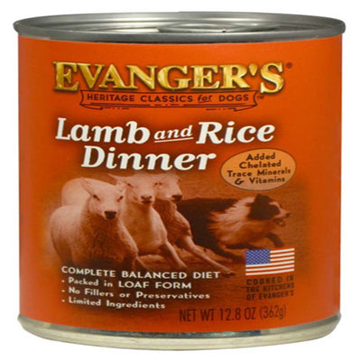 Evangers Heritage Classic Lamb and Rice Dinner Canned Dog Food 12.8 oz 12 Pack