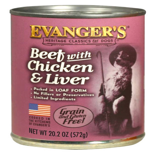 Evangers Heritage Classic Beef Chicken and Liver Canned Dog Food 12Ea-20.2 Oz; 12 Pk