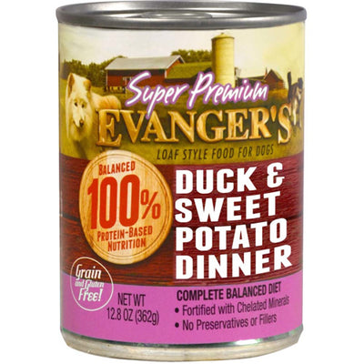 Evangers Super Premium Duck and Fresh Sweet Potato Dinner Canned Dog Food 12.8 oz 12 Pack