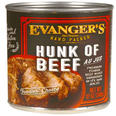 Evangers Hand Packed Hunk of Beef Canned Dog Food 12 oz 12 Pack