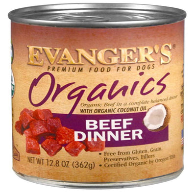 Evangers Organics Beef Dinner Canned Dog Food 12.8 oz 12 Pack