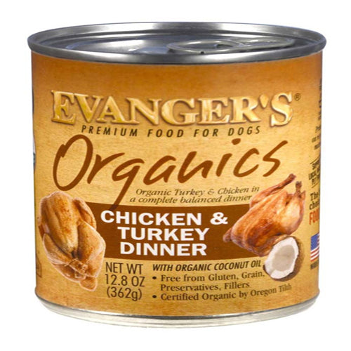 Evangers Organics Chicken and Turkey Canned Dog Food 12.8 oz 12 Pack