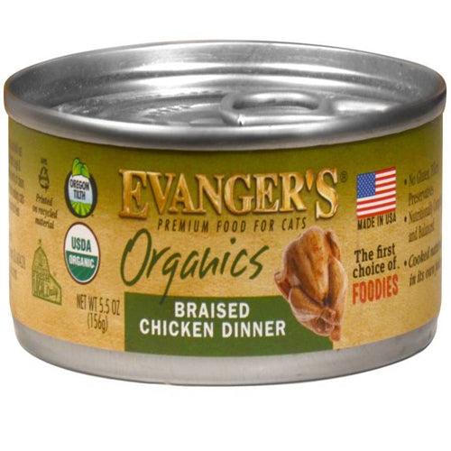 Evangers Organics Braised Chicken Dinner Canned Cat Food 5.5oz