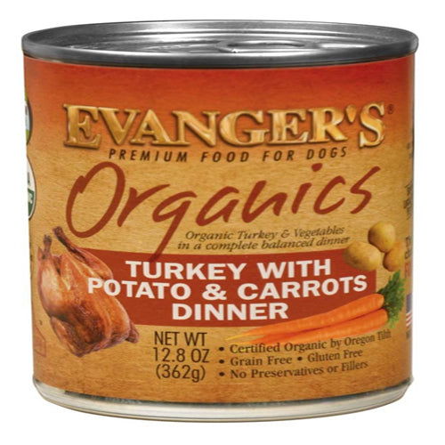 Evangers Organics Turkey with Potato and Carrots Dinner Canned Dog Food 12.8 oz 12 Pack