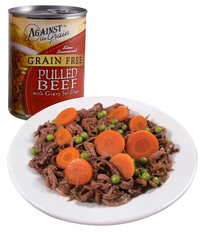 Against the Grain Hand Pulled Adult Wet Dog Food Beef w-Gravy 12oz. (Case of 12)