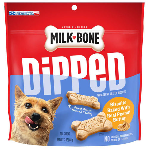 MilkBone Dipped Dog Treats Peanut Butter, 1ea/12 oz