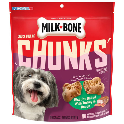 MilkBone Chock Full of Chunks Dog Treats Turkey and Bacon; 1ea-32 oz