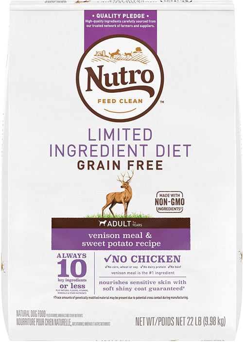 Nutro Products Limited Ingredient Diet Grain Free Venison and Sweet Potato Dog Food 22 lb