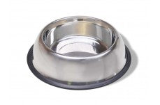 Van Ness Plastics Stainless Steel Non Tip Dog Bowl w-Rubber Ring 32oz