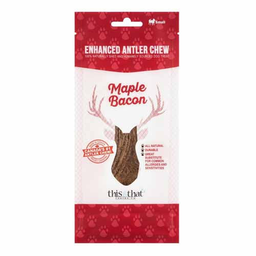 This and That Dog Enhanced Antler Chew Maple Bacon Small