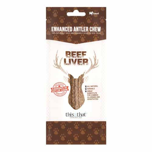 This & That Dog Enhanced Antler Chew Beef Liver Medium