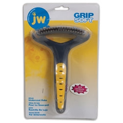 JW Pet Double Row Undercoat Rake Regular Teeth Grey; Yellow One Size