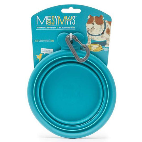 Messy Mutts Dog Collapsible Bowl Blue 3 Cup