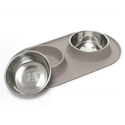 Messy Mutts Dog Double Feeder Grey 3 Cup