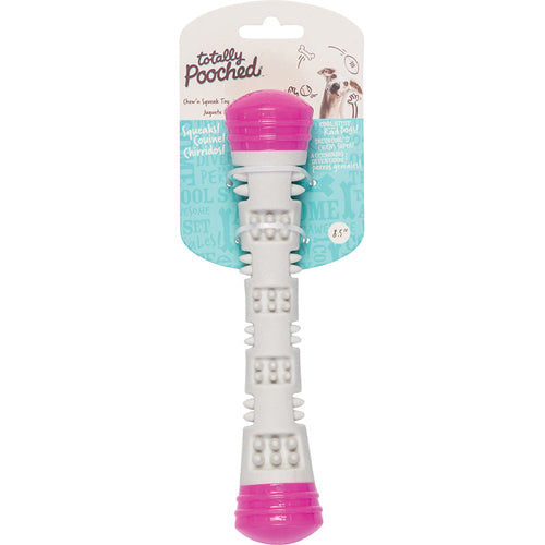 Messy Mutts Totally Dog Chew N Squeak Stick Grey Pink Small