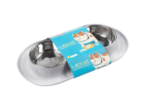 Messy Mutts Dog Double Feeder Marble 1.5 Cup