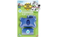 Bags on Board Bone Waste Pick-up Bag Dispenser with Dookie Dock Blue 2 rolls of 15 pet waste bags 9 in x 14 in