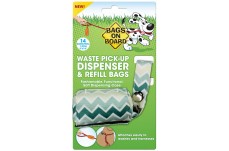 Bags on Board Fashion Waste Pick-up Bag Dispenser Green 14 Bags 9 in x 14 in