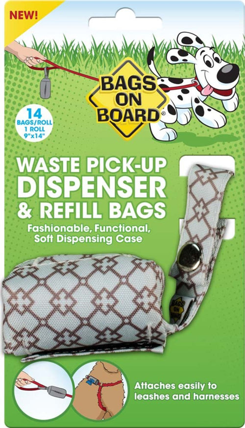 Bags on Board Fashion Waste Pick-up Bag Dispenser Blue 14 Bags 9 in x 14 in