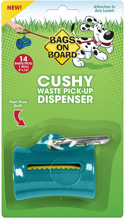 Bags On Board Cushy Waste Pick-Up Bag Dispenser Teal 14 Bags, 9 In X 14 In