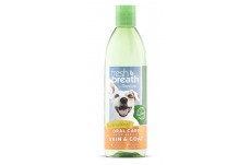 TropiClean Fresh Breath Oral Care Water Additive Plus Skin and Coat for Dogs 16 fl. oz